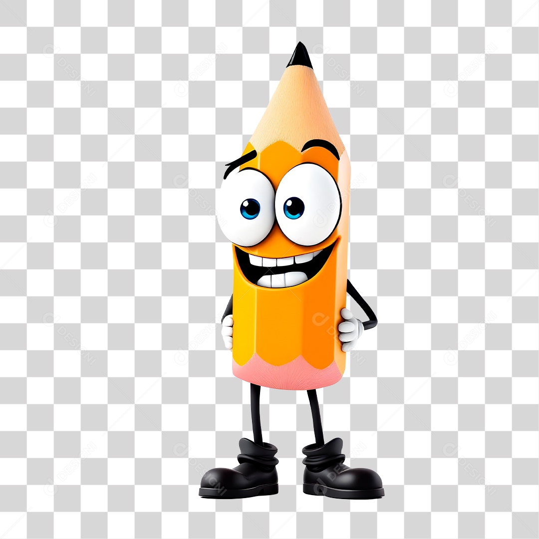 Mascote Lápis PNG Transparente