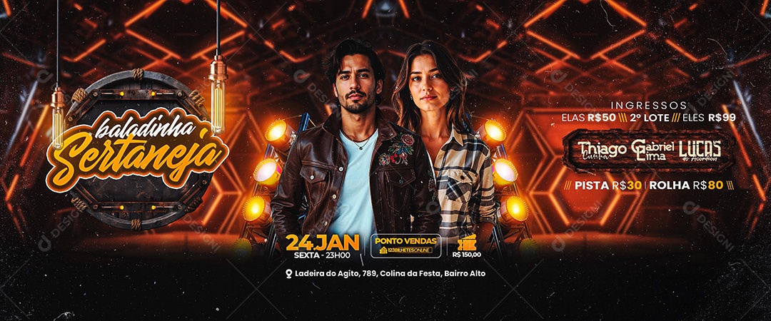 Carrossel Flyer Baladinha Sertaneja Social Media PSD Editável