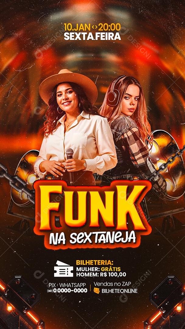 Story Flyer Funk na Sextaneja Social Media PSD Editável