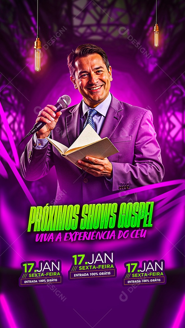 Story Flyer Próximos Shows Gospel Social Media PSD Editável