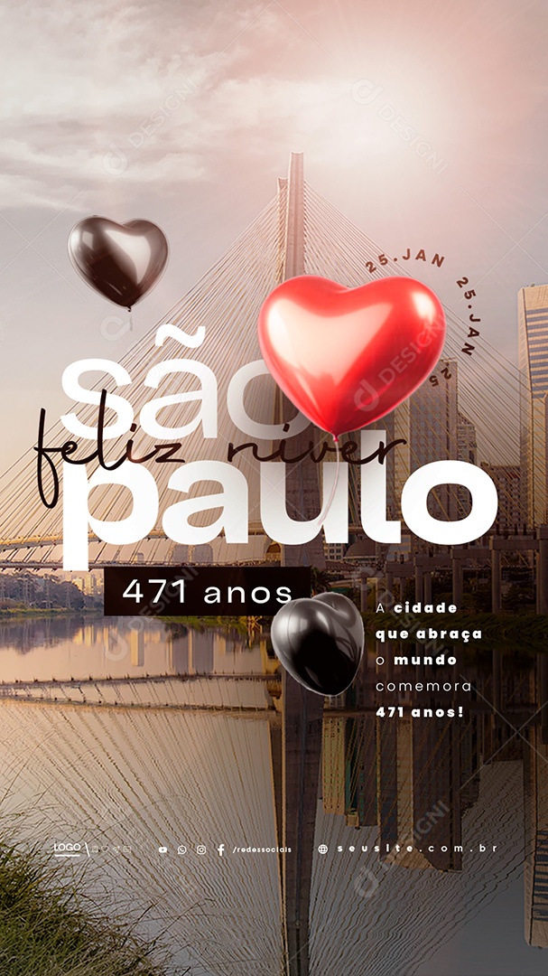 Story Aniversário de São Paulo 25 de Janeiro 471 Anos Social Media PSD Editável