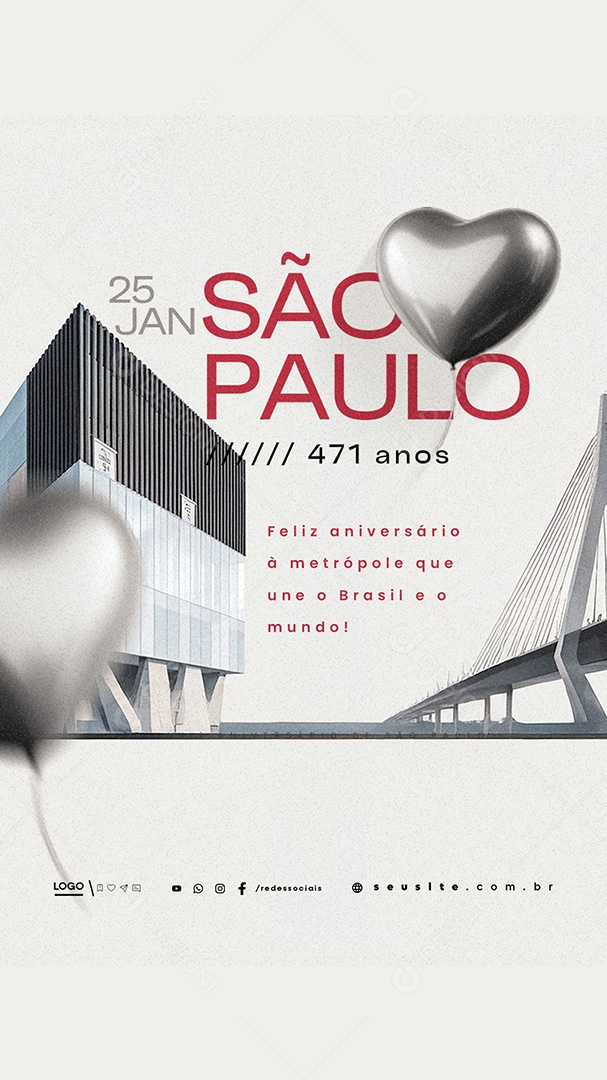 Story Aniversário de São Paulo 25 de Janeiro 471 Anos Social Media PSD Editável