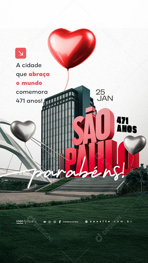 Story Aniversário de São Paulo 25 de Janeiro 471 Anos Social Media PSD Editável