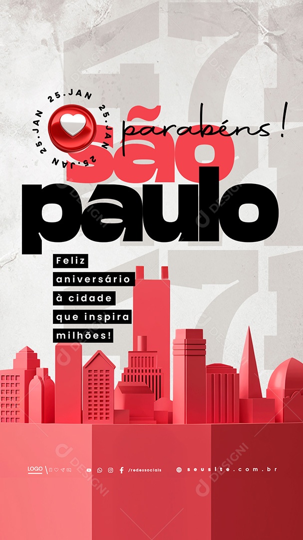 Story Aniversário de São Paulo 25 de Janeiro 471 Anos Social Media PSD Editável