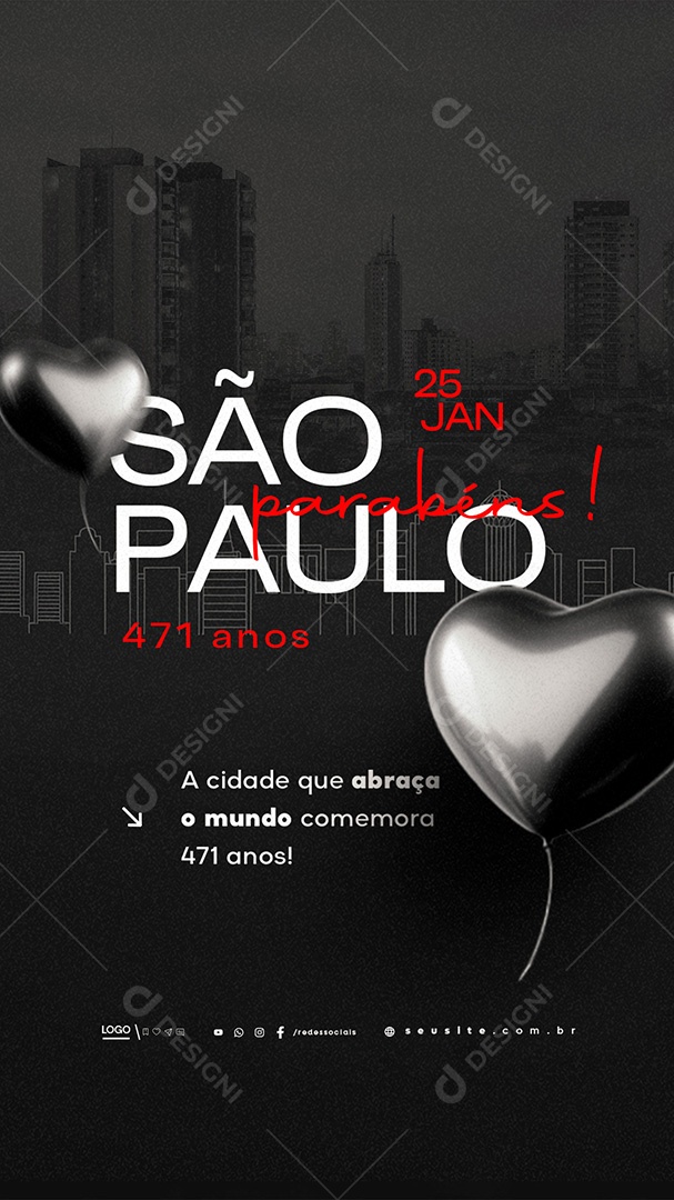 Story Aniversário de São Paulo 25 de Janeiro 471 Anos Social Media PSD Editável
