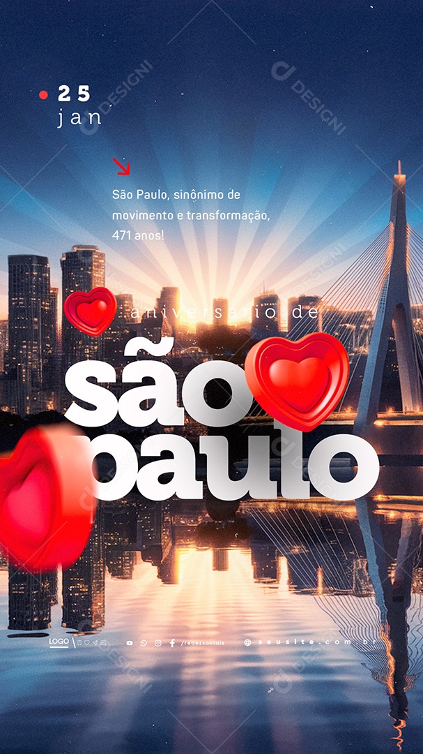 Story Aniversário de São Paulo 25 de Janeiro 471 Anos Social Media PSD Editável