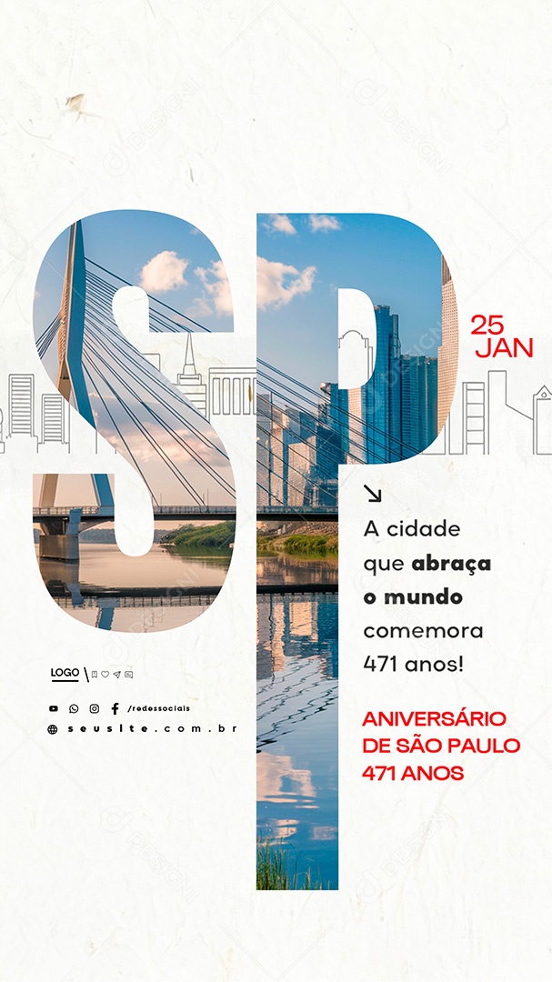 Story Aniversário de São Paulo 25 de Janeiro 471 Anos Social Media PSD Editável