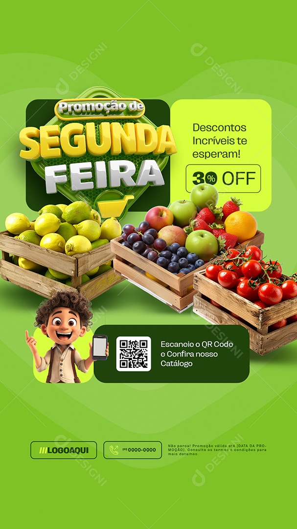 Story Promoção de Segunda Feira Hortifruti Social Media PSD Editável