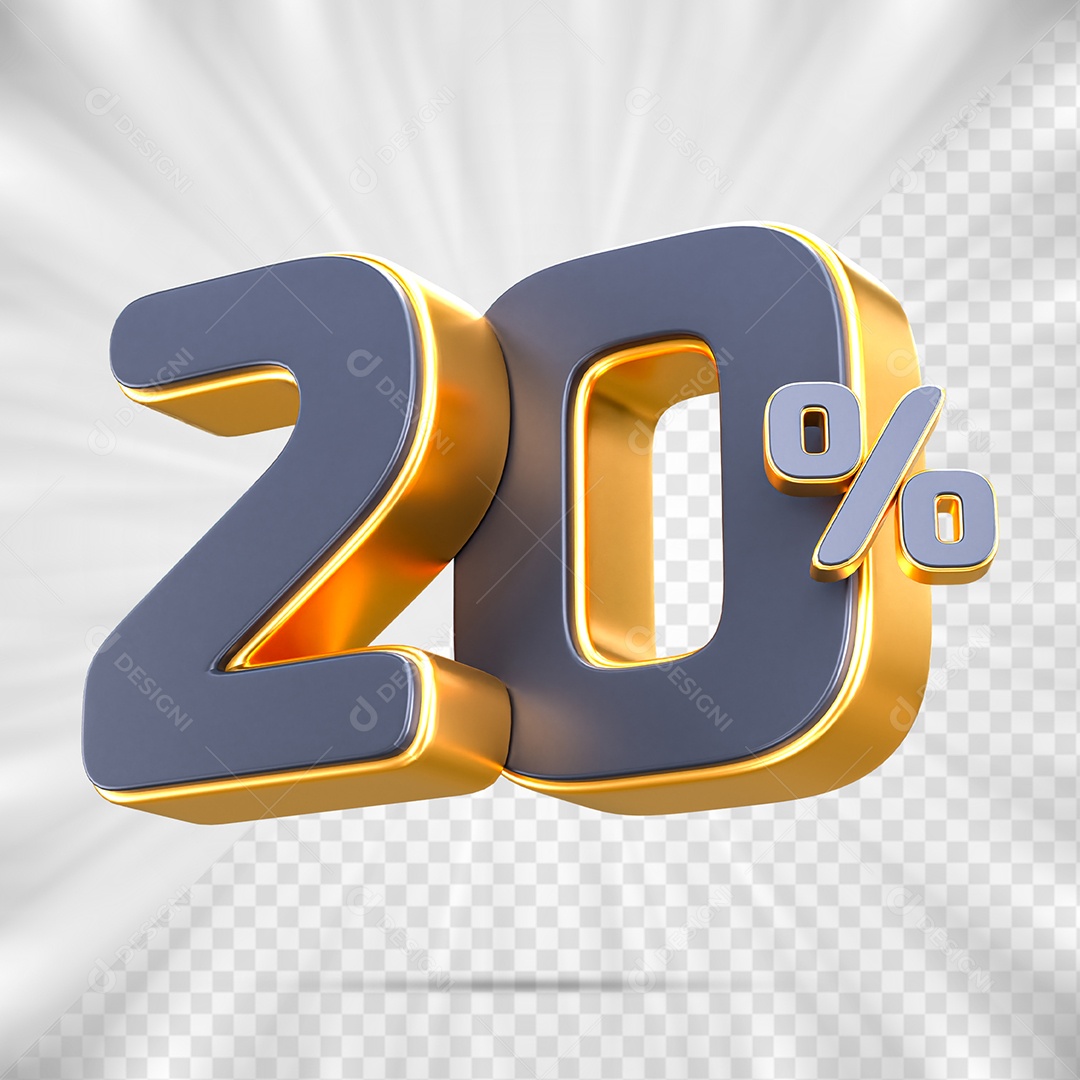 Número de Porcentagem 20% Elemento 3D para Composição PSD