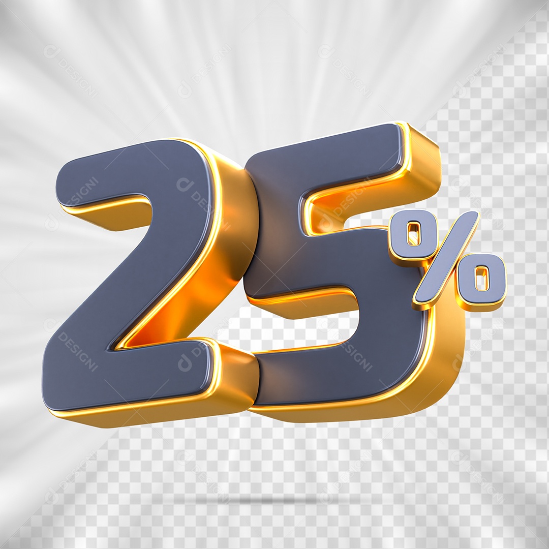 Número de Porcentagem 25% Elemento 3D para Composição PSD