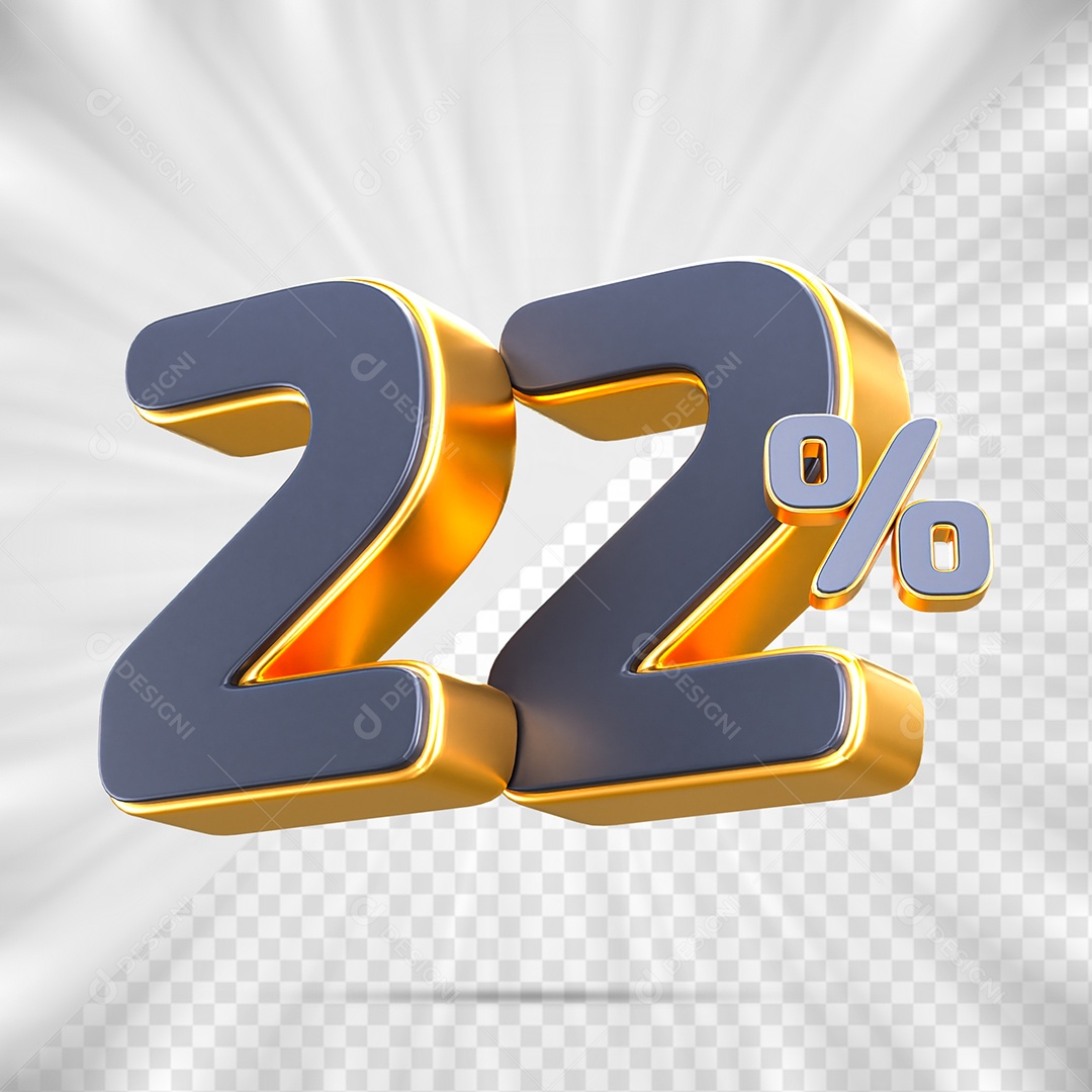 Número de Porcentagem 22% Elemento 3D para Composição PSD