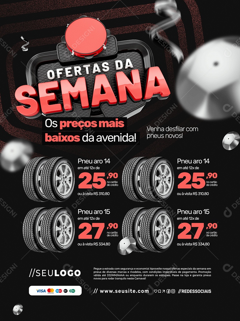 Loja de Pneus Ofertas Da Semana Encarte Os Preços Mais Baixos Social Media PSD Editável
