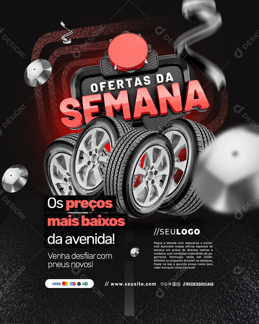 Loja de Pneus Ofertas Da Semana Os Preços Mais Baixos Social Media PSD Editável