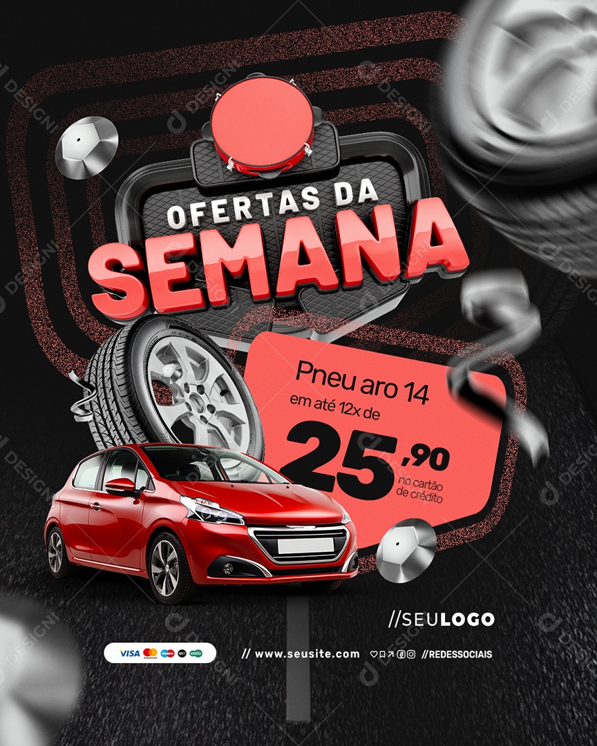 Loja de Pneus Ofertas Da Semana Pneu Aro Social Media PSD Editável
