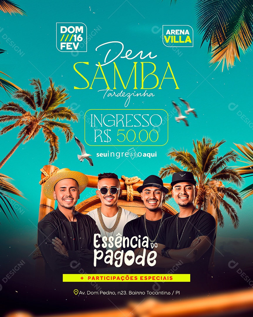 Flyer Deu Samba Tardezinha Social Media PSD Editável