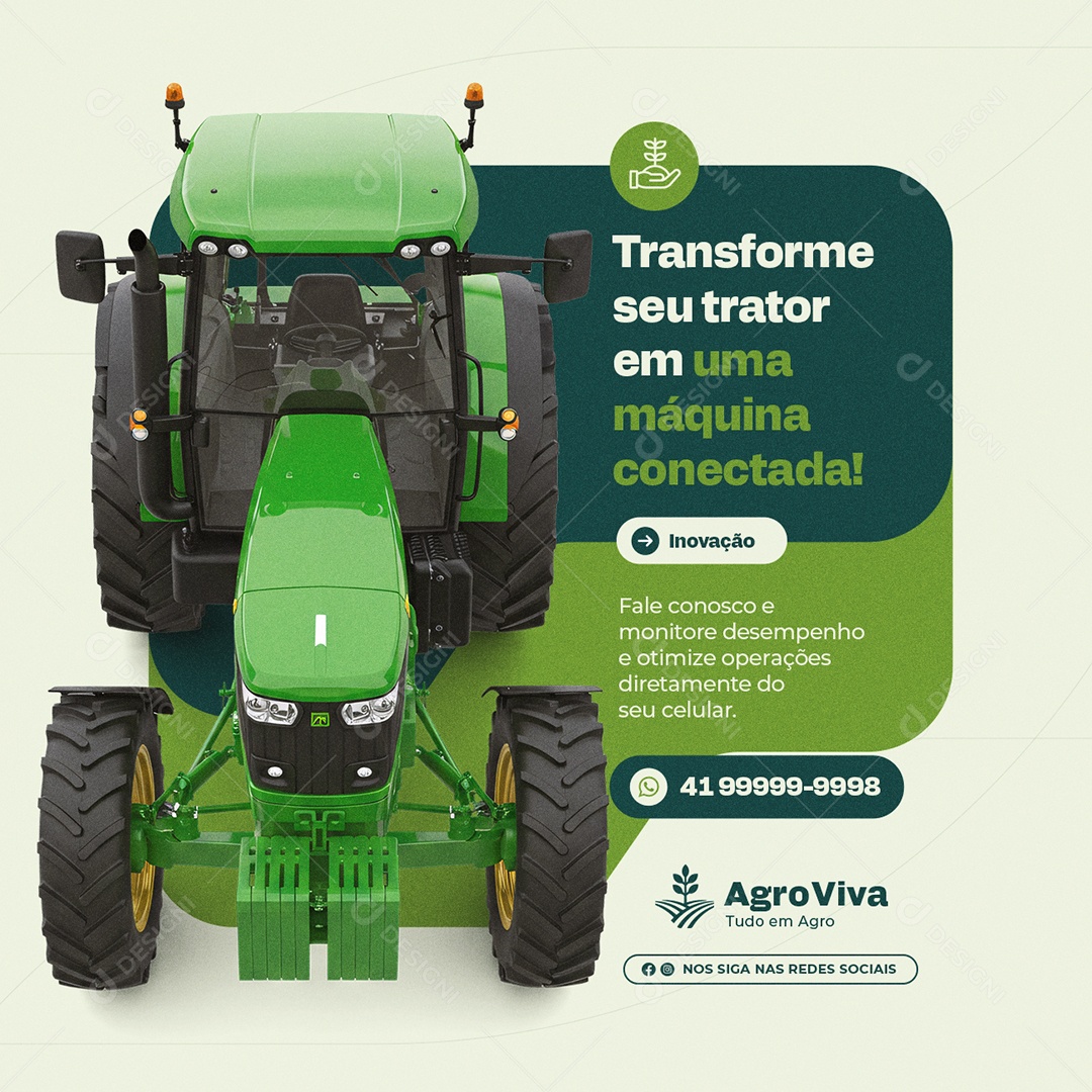 Agronegócio Transoforme seu Trator em Uma Máquina Conectada Social Media PSD Editável