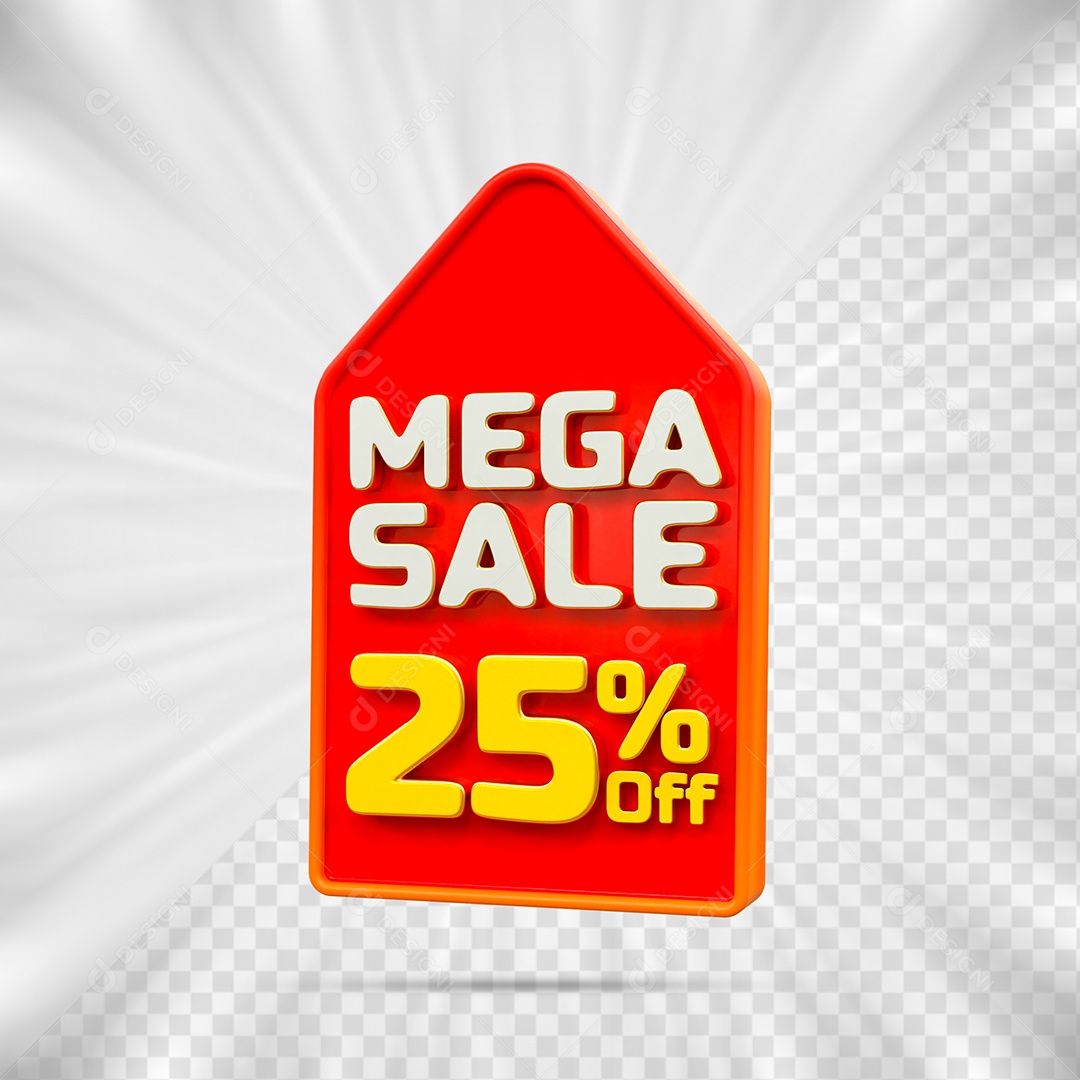 Tag de Desconto 25% Off Elemento 3D para Composição PSD