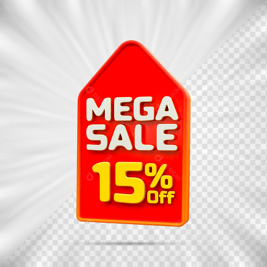 Tag de Desconto 15% Off Elemento 3D para Composição PSD