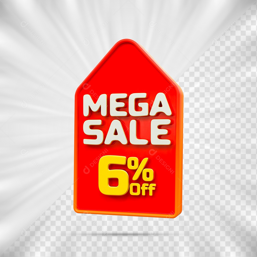 Discount Tag 6% Off 3D Element for PSD Composition