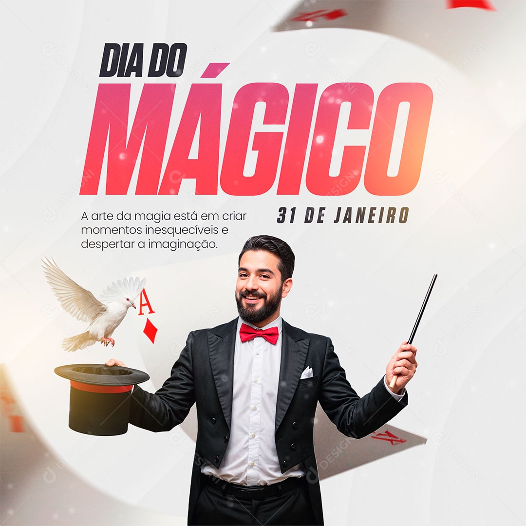 Feliz Dia Do Mágico 31 De Janeiro Social Media PSD Editável