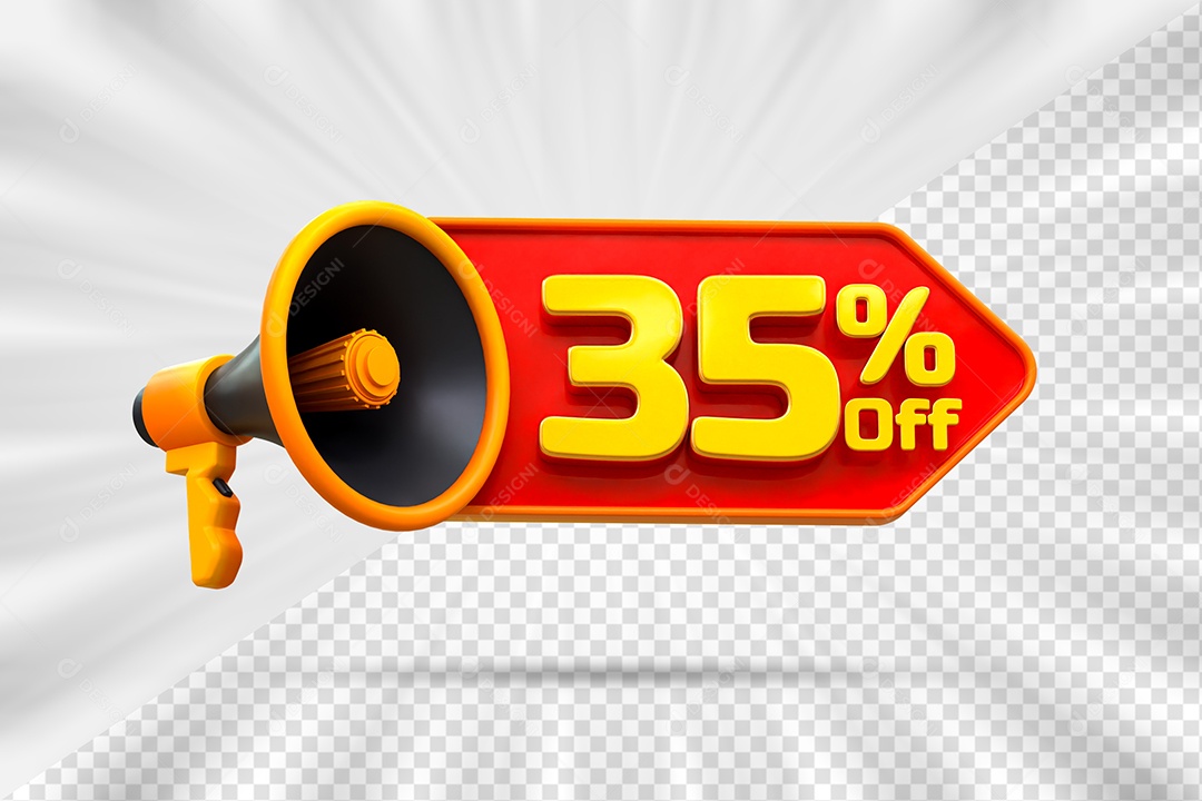 Tag de Desconto 35% Off Elemento 3D para Composição PSD