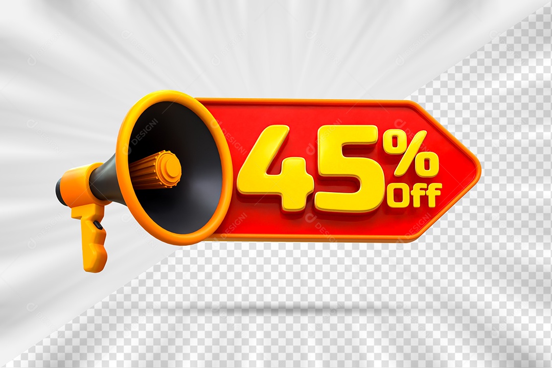 Tag de Desconto 45% Off Elemento 3D para Composição PSD