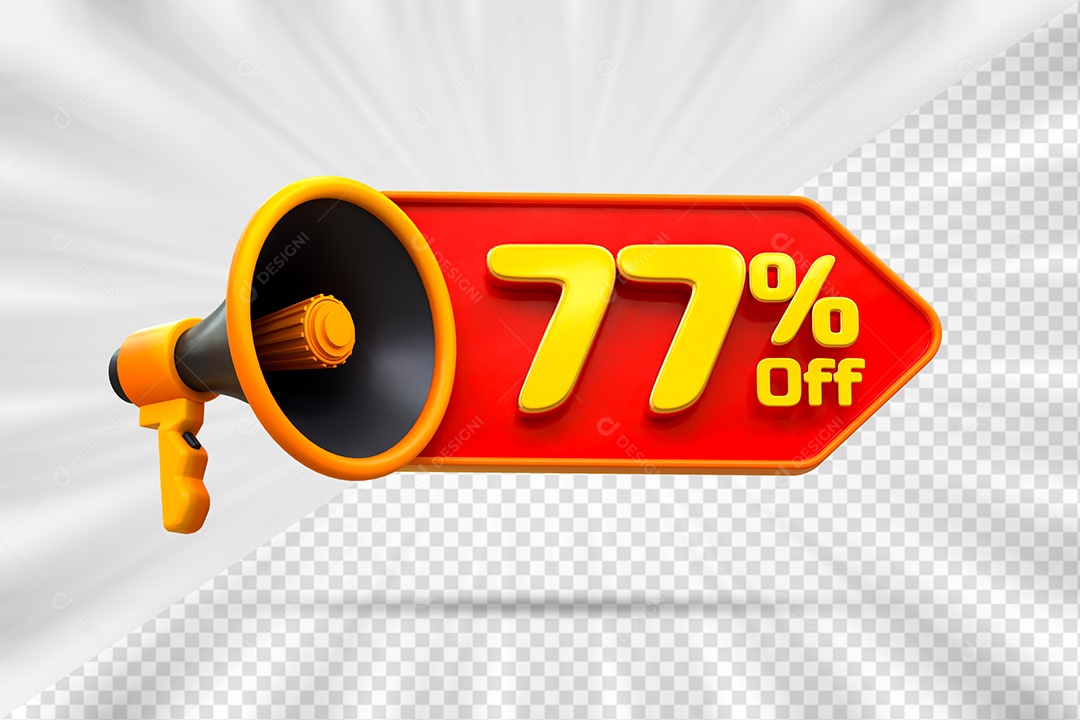 Tag de Desconto 77% Off Elemento 3D para Composição PSD