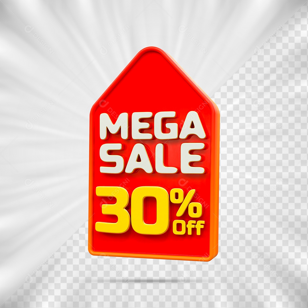 Tag de Desconto 30% Off Elemento 3D para Composição PSD