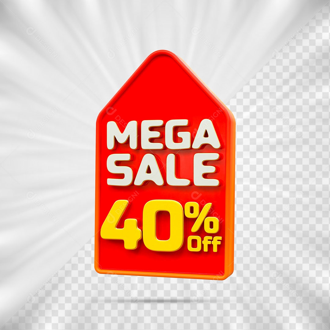 Tag de Desconto 40% Off Elemento 3D para Composição PSD