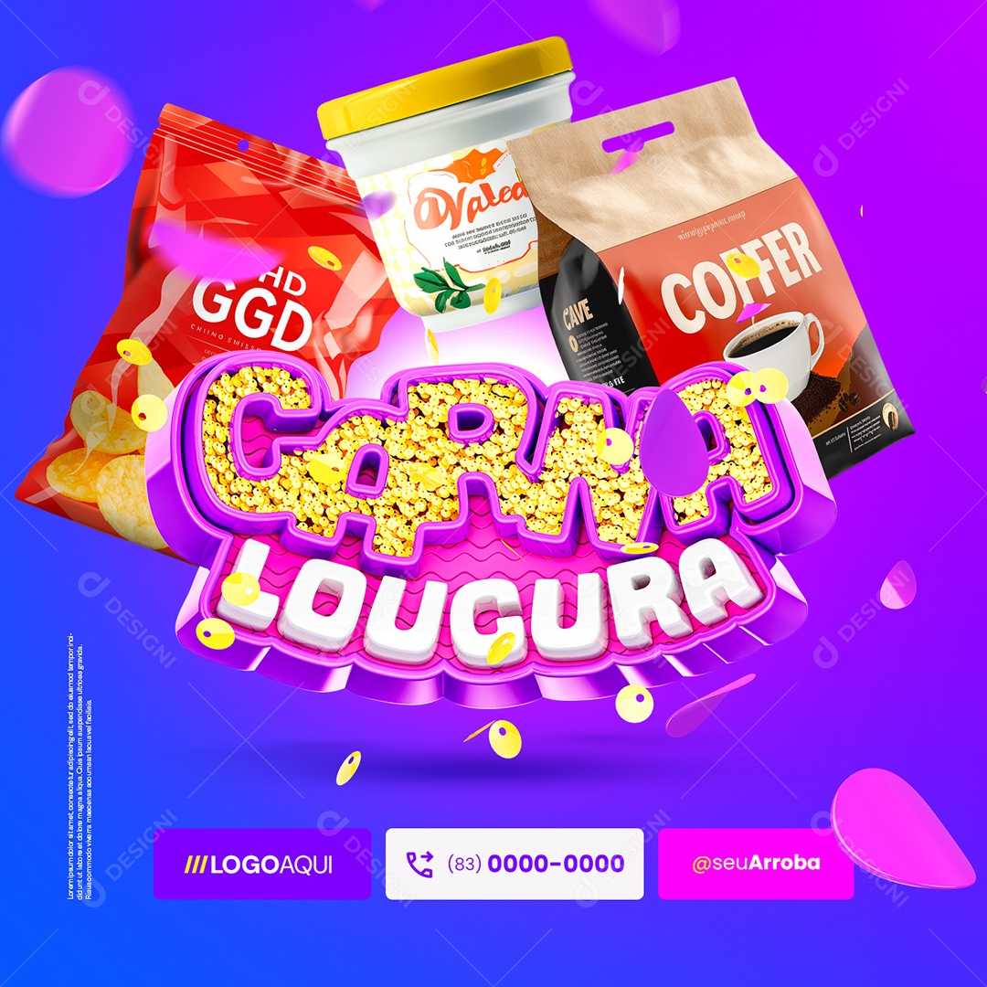 Supermercado Carna Loucura Social Media PSD Editável