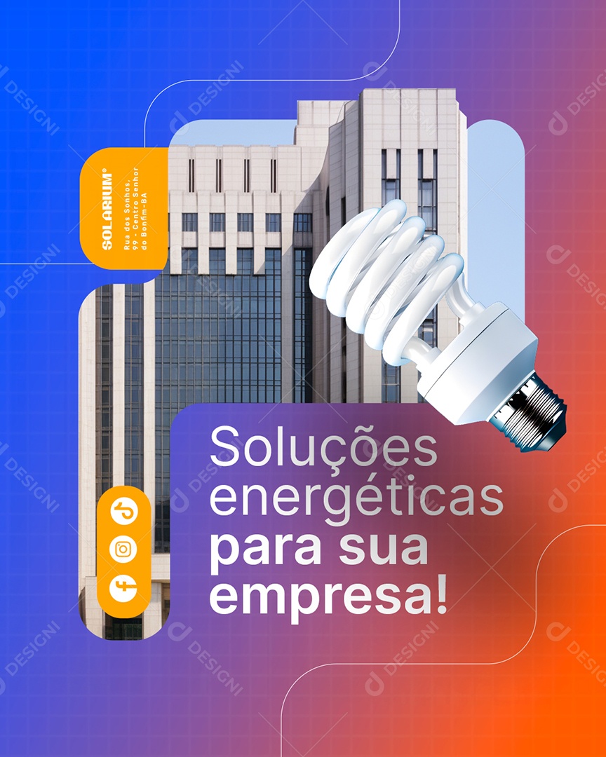 Energia Solar Soluções Energéticas para Sua Empresa Social Media PSD Editável