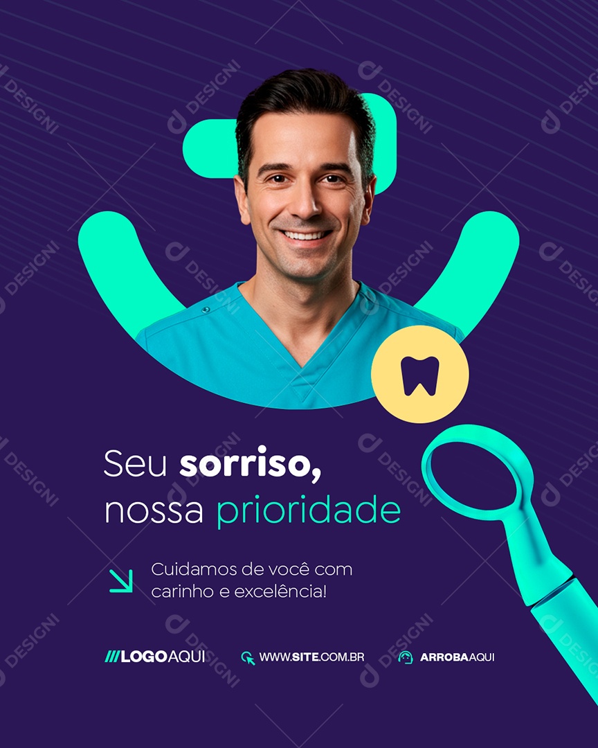 Odonto Seu Sorriso Nossa Prioridade Social Media PSD Editável