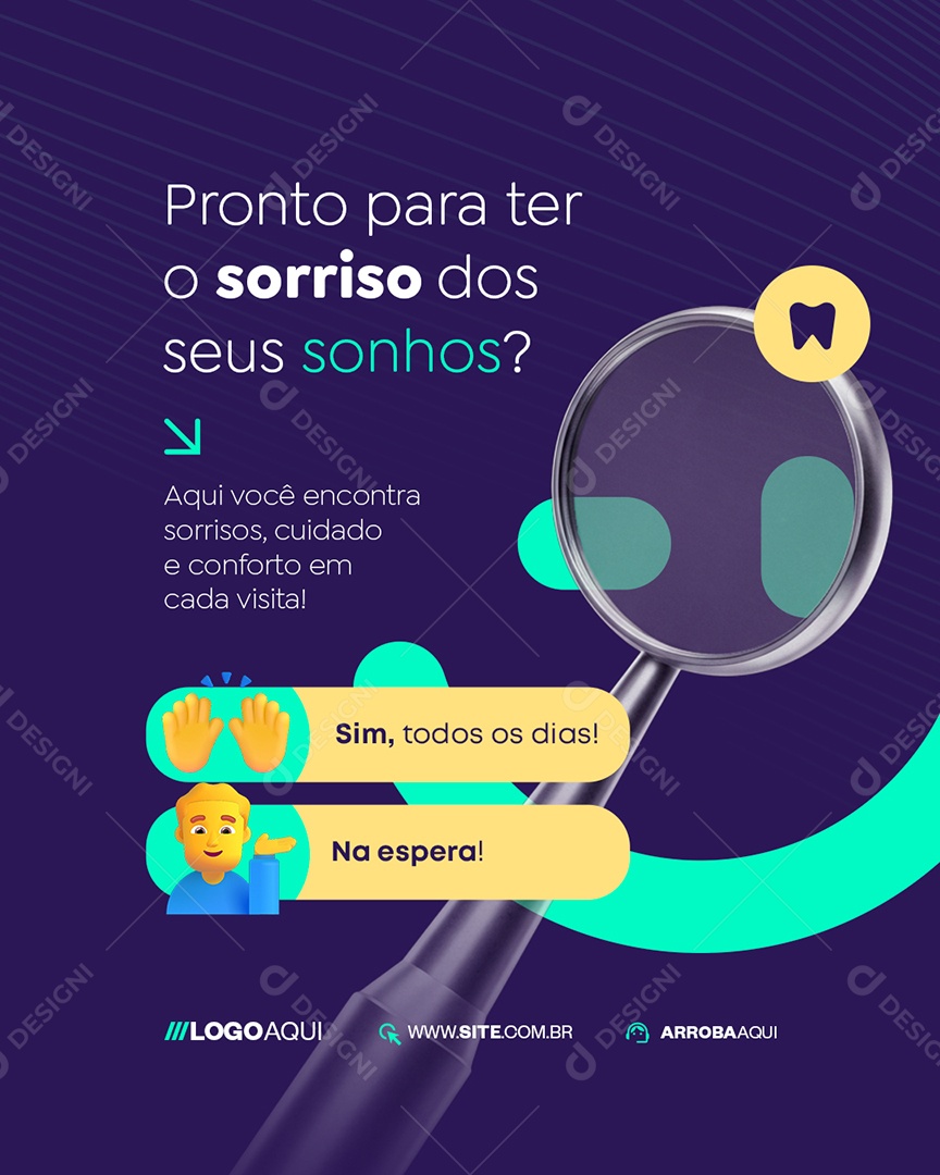 Odonto Pronto para Ter o Sorriso dos Seus Sonhos Social Media PSD Editável