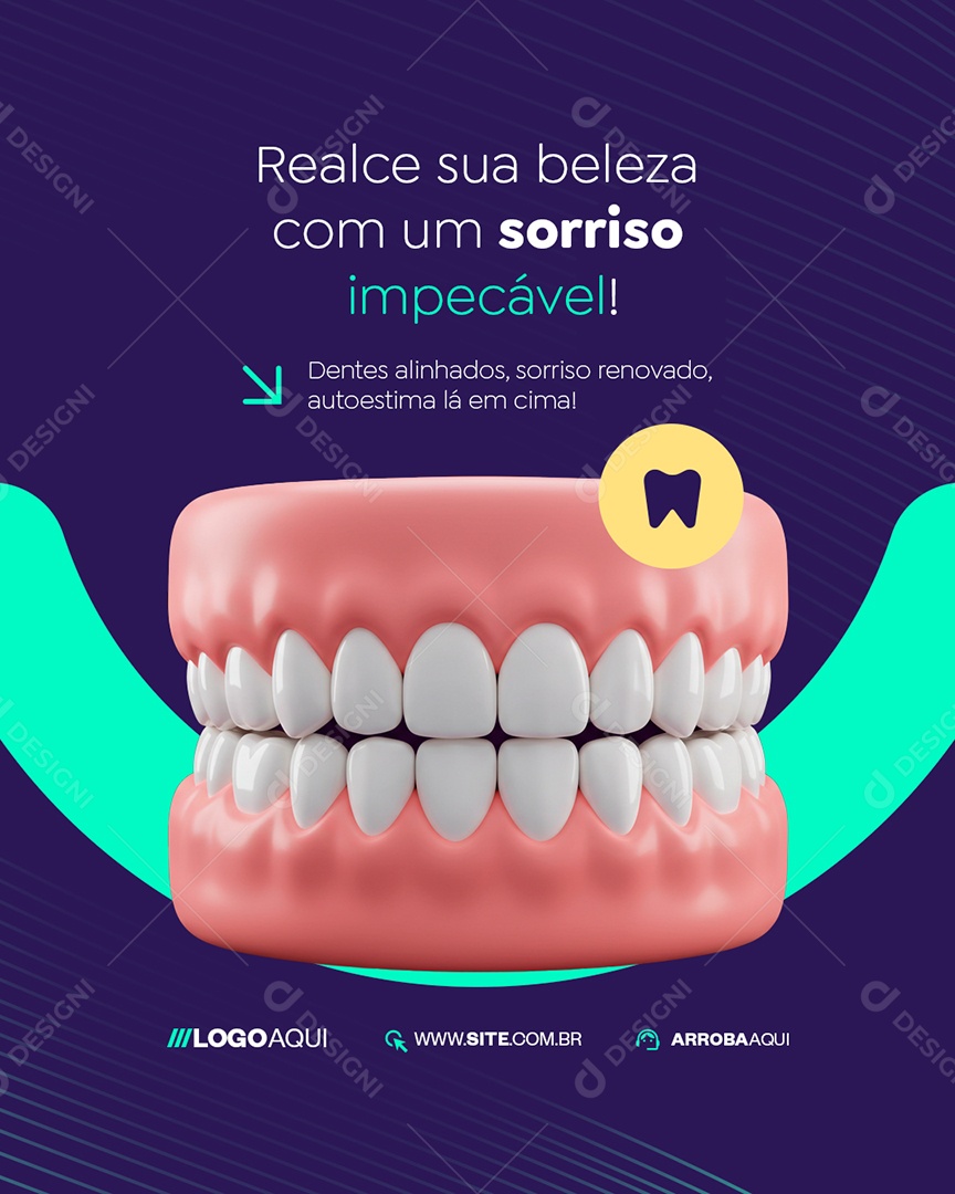 Odonto Realce sua Beleza com Um Sorriso Impecável Social Media PSD Editável