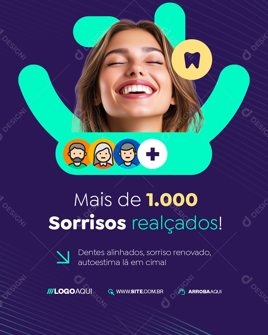 Odonto Mais de Mil Sorrisos Realçados Social Media PSD Editável