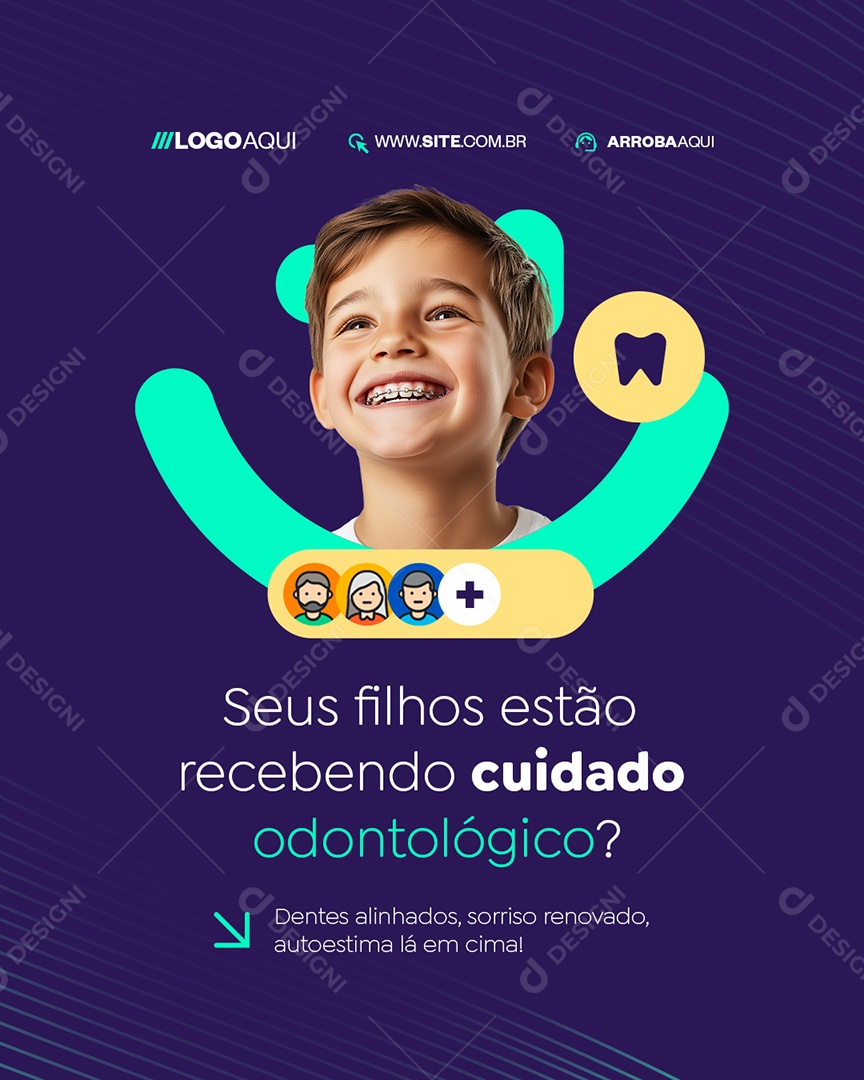 Odonto Seus Filhos Estão Recebendo Cuidado Odontológico Social Media PSD Editável