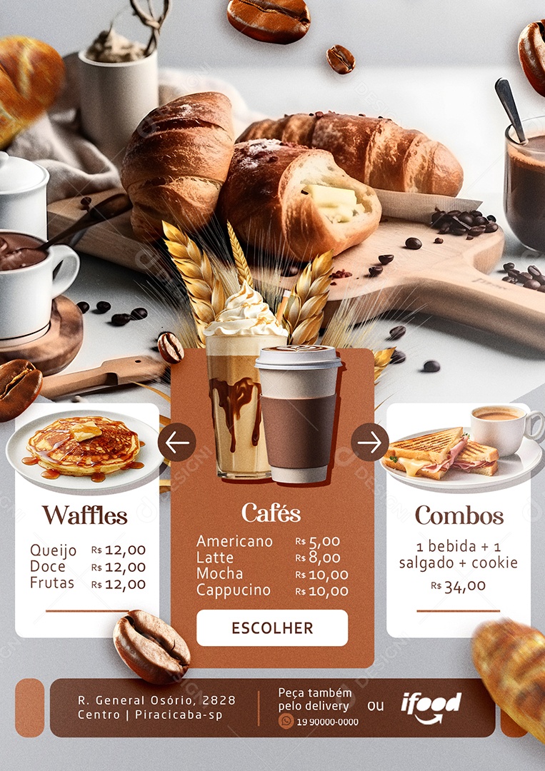 Modelo de Cardápio Breakfast PSD Editável