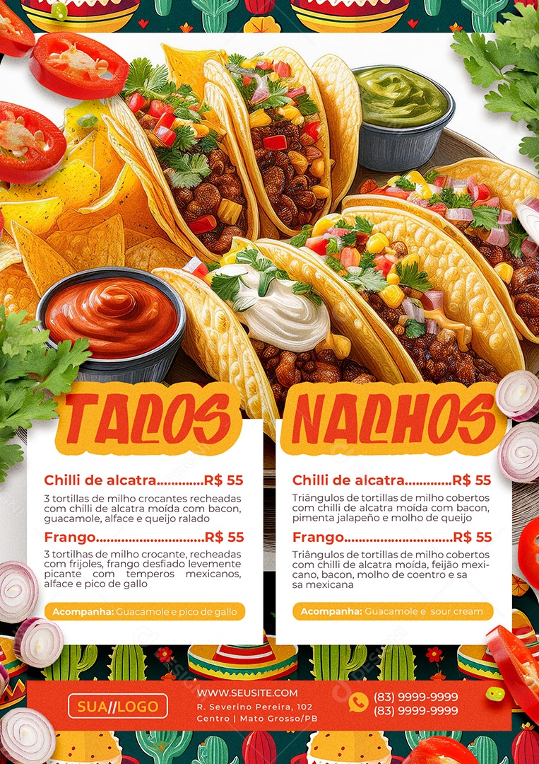 Modelo de Cardápio Comida Mexicana PSD Editável