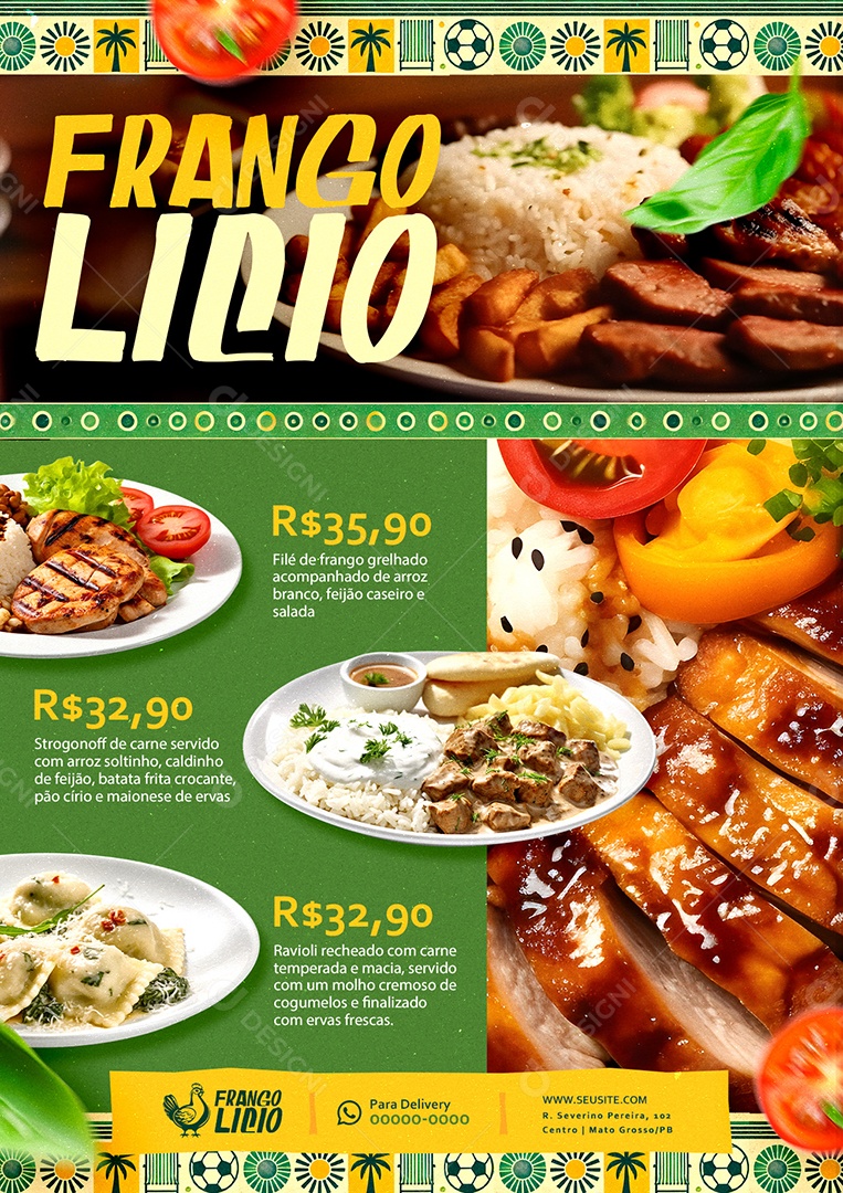 Modelo de Cardápio Comida Brasileira PSD Editável