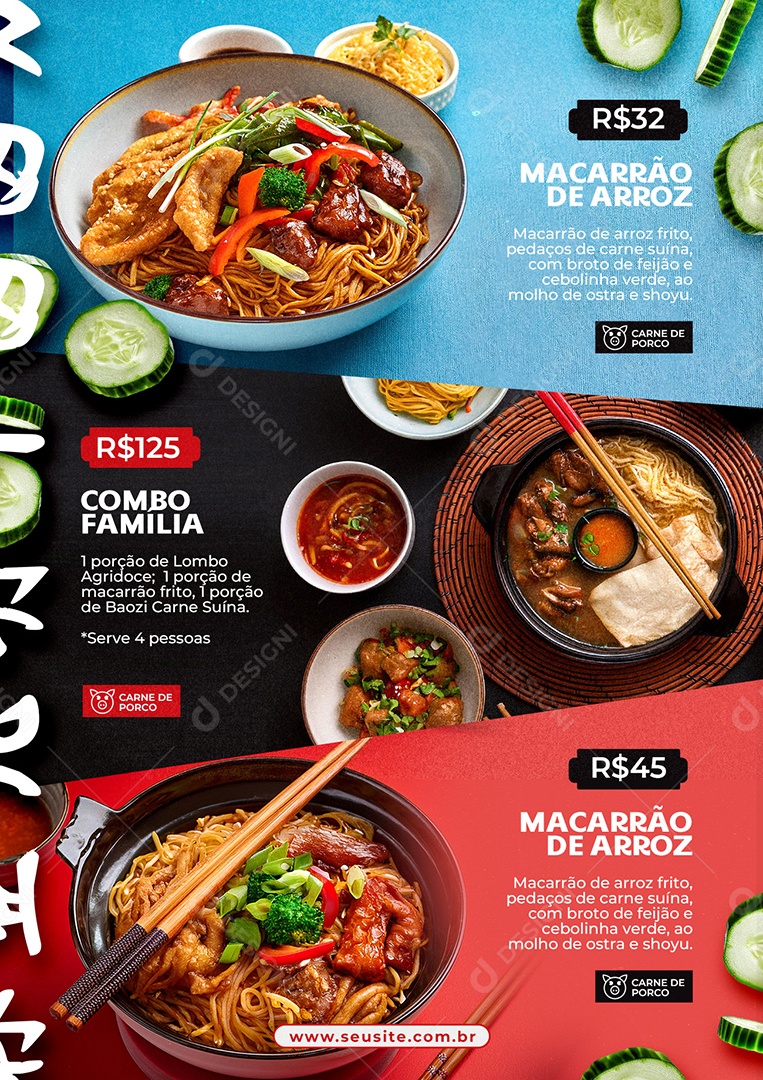 Modelo de Cardápio Comida Chinesa PSD Editável