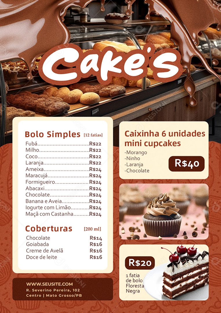 Modelo de Cardápio Doceria PSD Editável