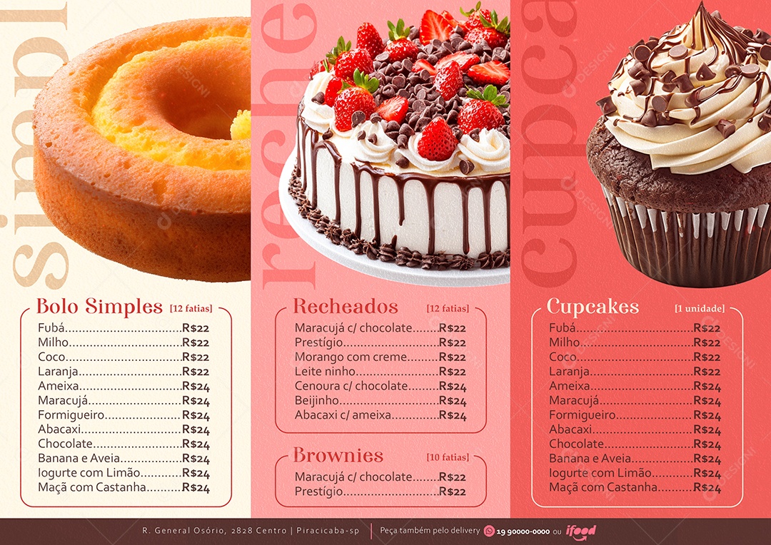 Modelo de Cardápio Doceria PSD Editável