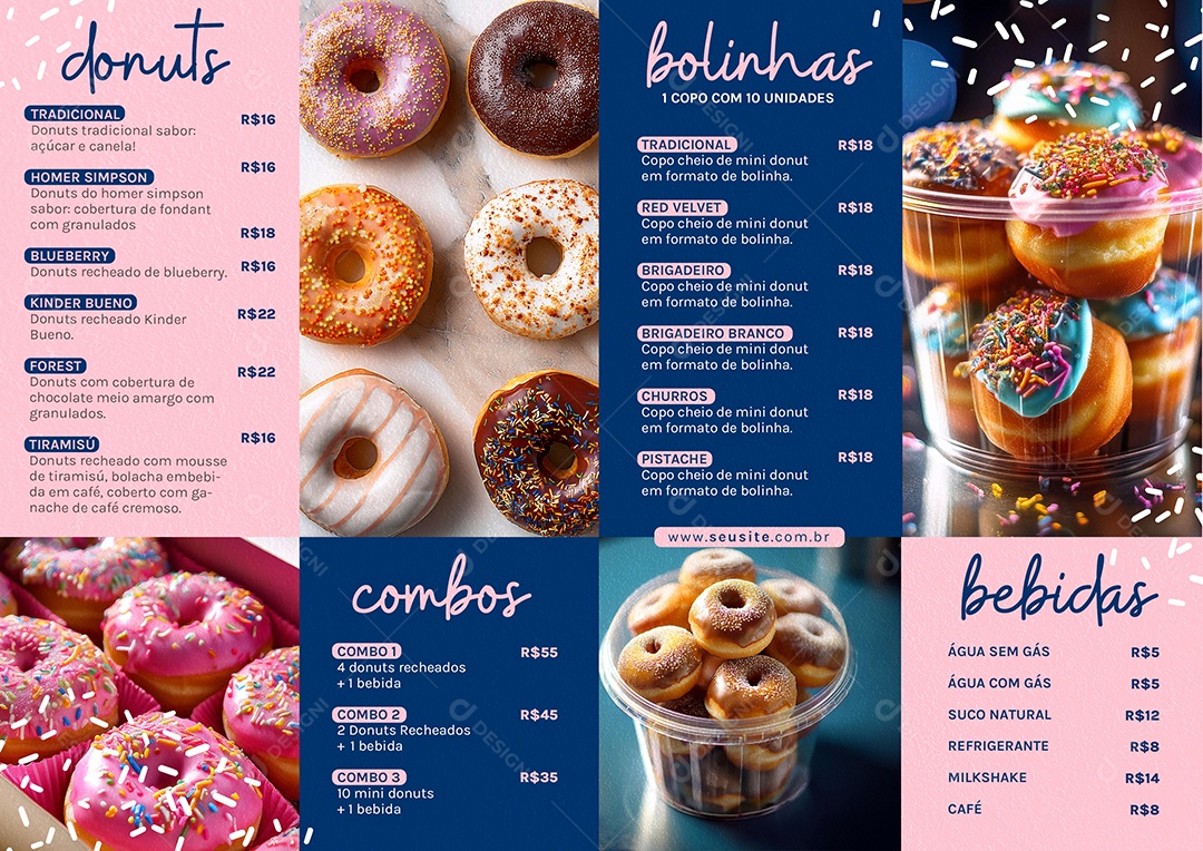 Modelo de Cardápio Donuts PSD Editável