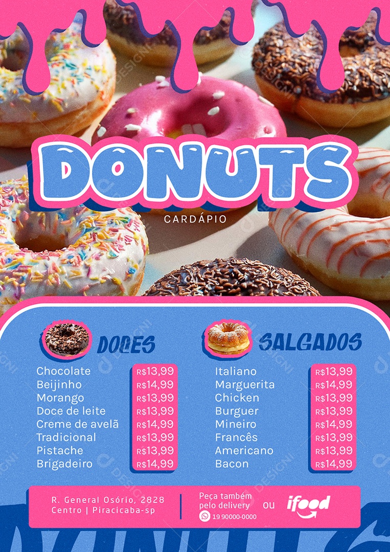 Modelo de Cardápio Donuts PSD Editável