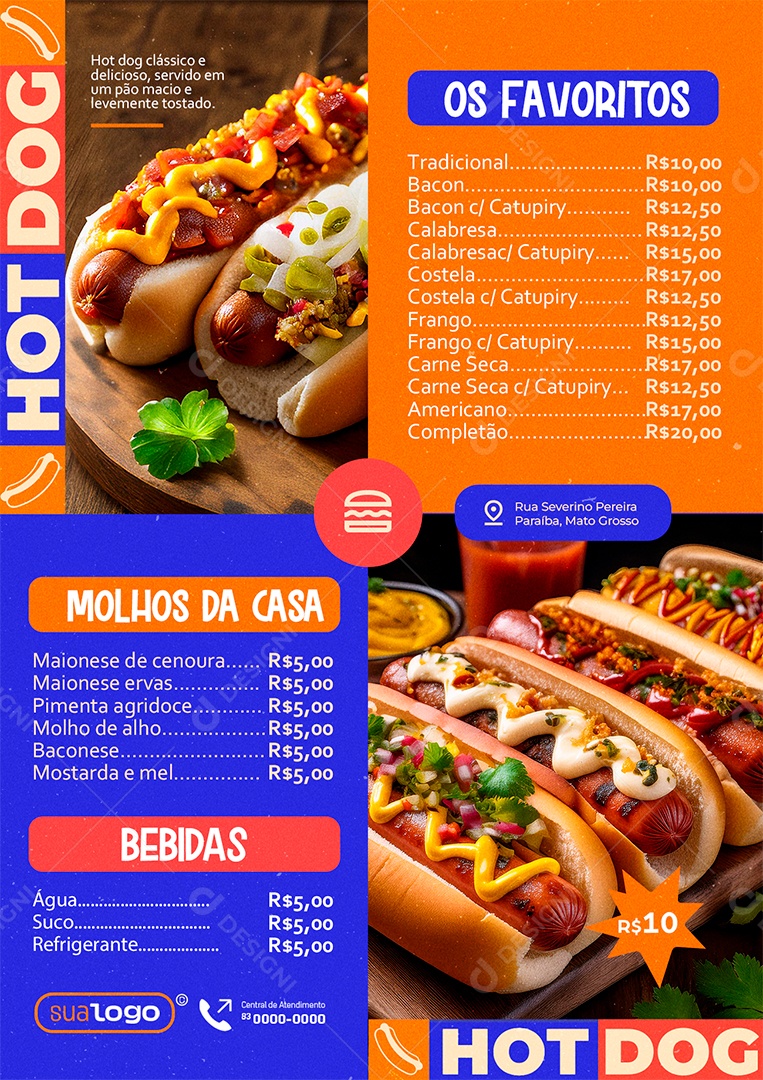 Modelo de Cardápio Hot Dog PSD Editável