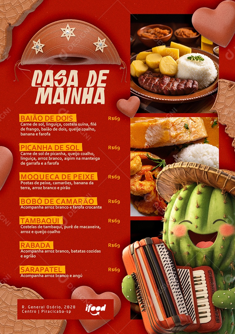 Modelo de Cardápio Restaurante Nordestino PSD Editável