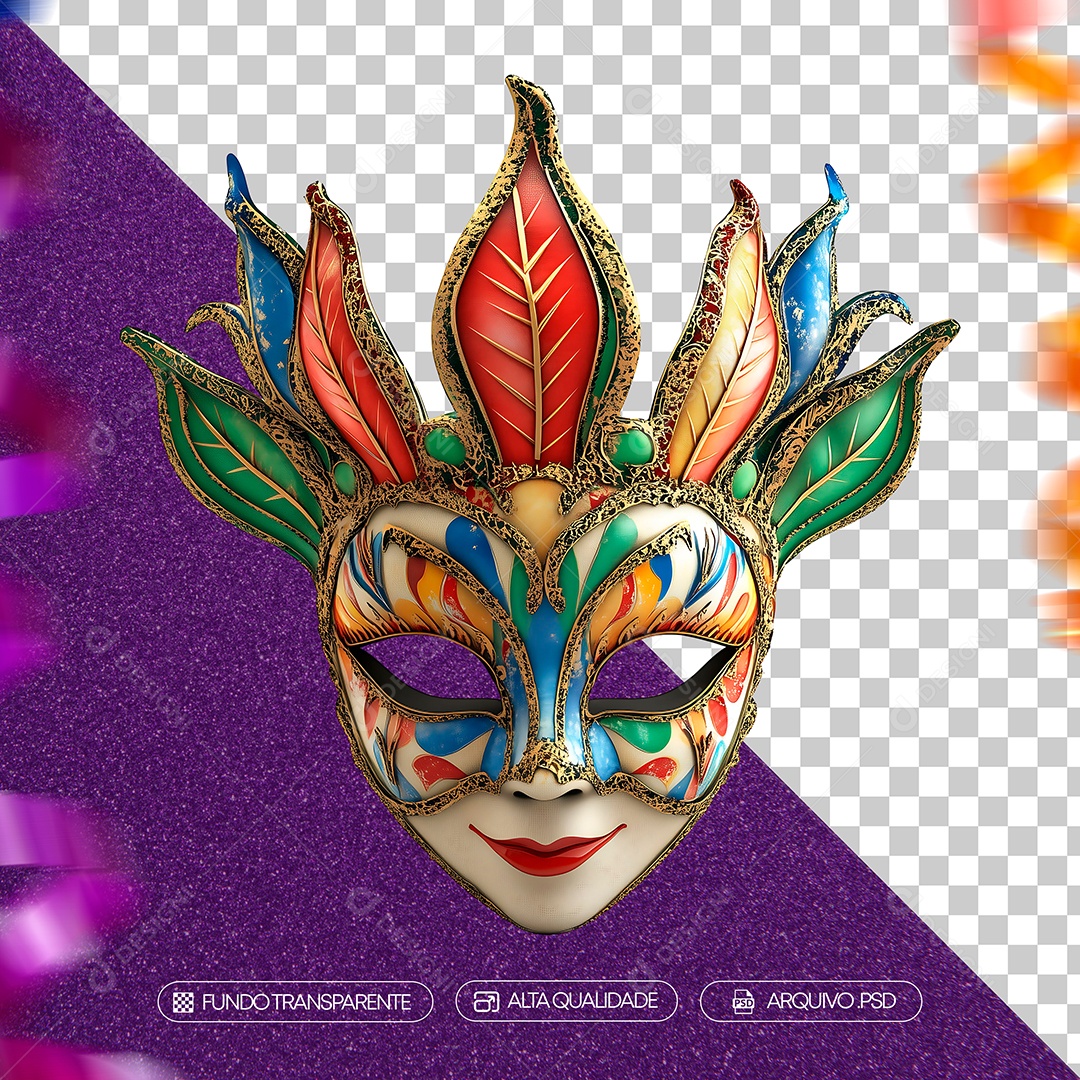 Máscara de Carnaval Realista Para Composição PSD
