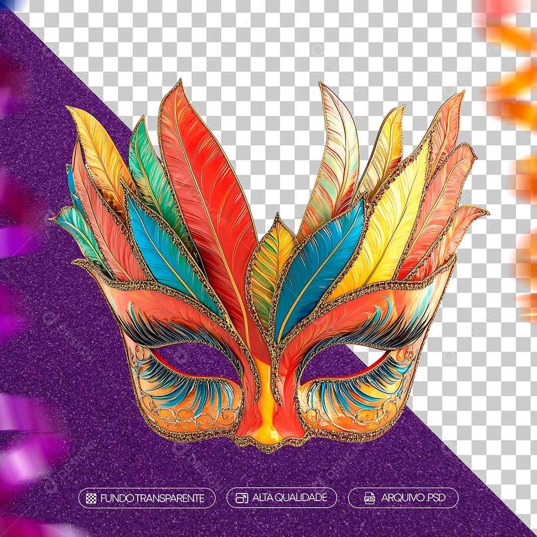 Máscara de Carnaval Realista Para Composição PSD