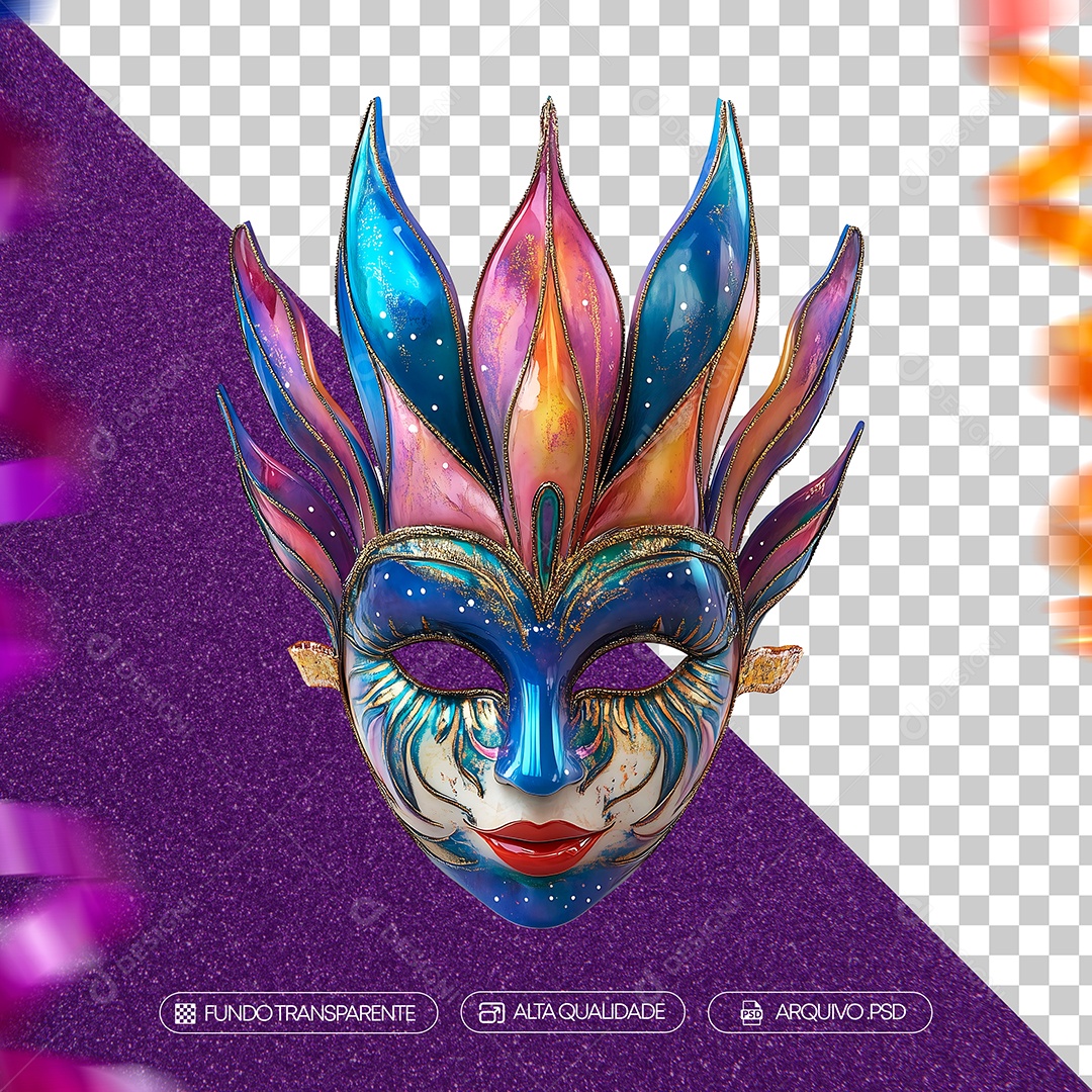 Máscara de Carnaval Realista Para Composição PSD
