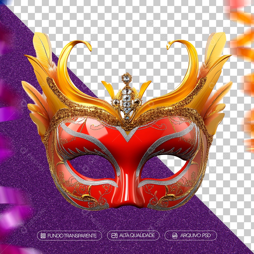 Máscara de Carnaval Realista Para Composição PSD